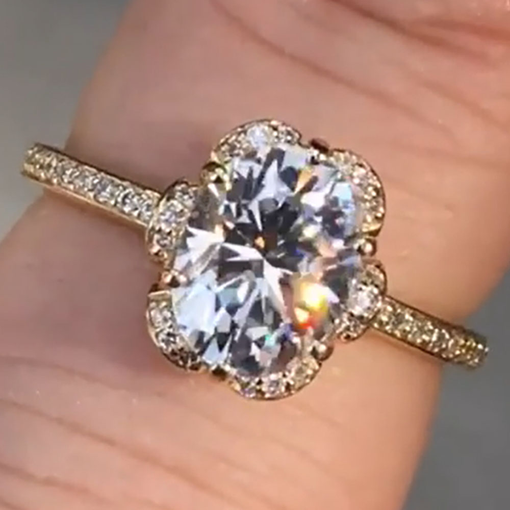 Custom Solid 14K Yellow Gold W - Moissanite Engagement Ring 1 Carat 评论和价格