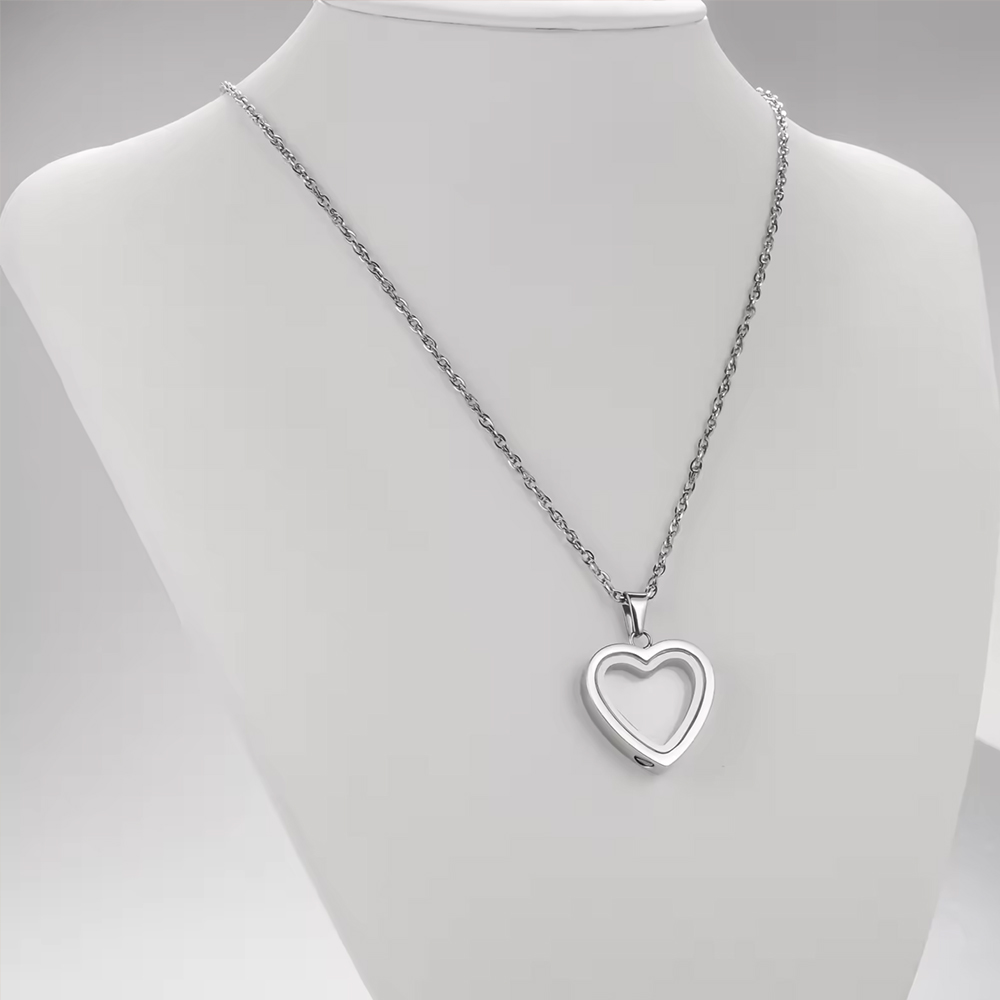 Glass of Heart Cremation Jewel - Heart Locket Necklace Photo 评论和价格
