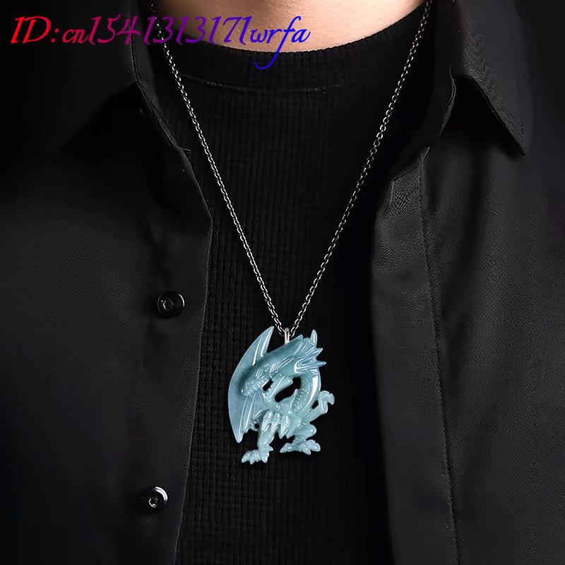 Blue Myanmar Jadeite Dragon Pe - Necklaces 评论和价格